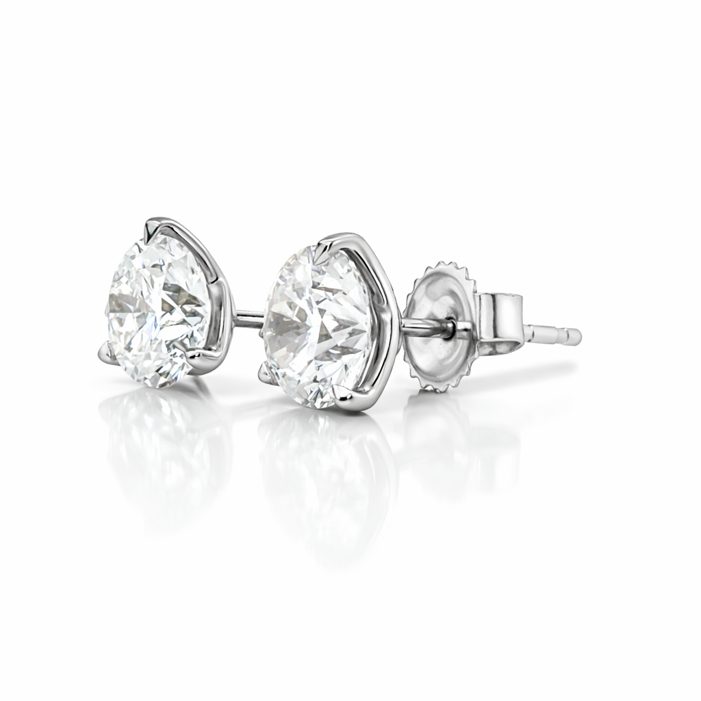 Round Brilliant Diamond Stud Earrings in 18K White Gold 3.61 Cttw - Jackson Hole Jewelry Company
