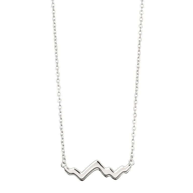 Jackson Hole Teton Peak Outline Necklace in .925 Sterling Silver