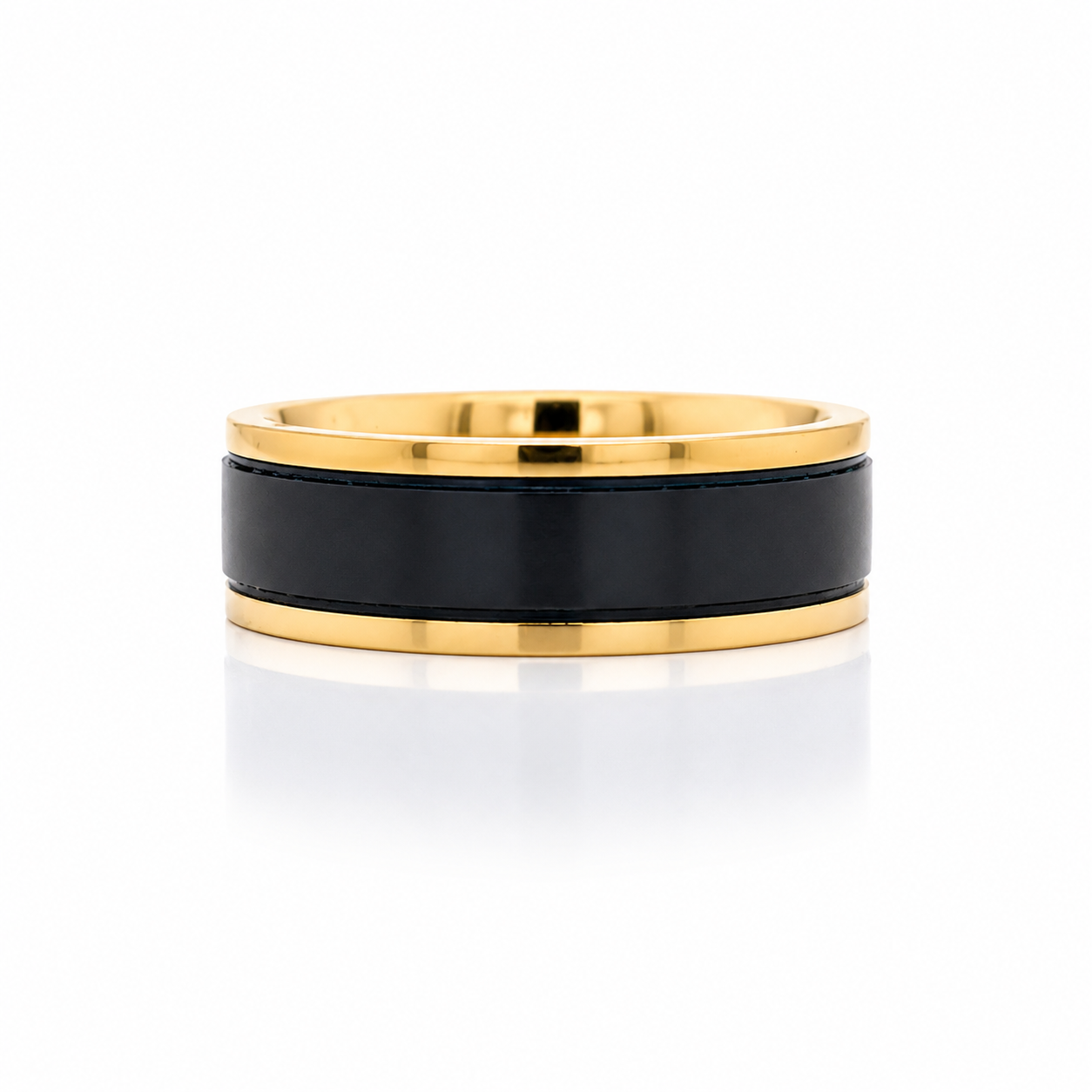 Lashbrook Men’s Zirconium Ring with 14K Yellow Gold Flat Edge and Sleeve - Jackson Hole Jewelry Company