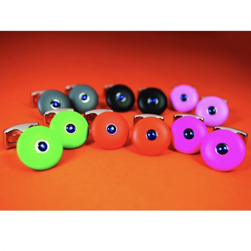 D&F 'The Brights' Round Cufflinks with Sapphire Centre - Jackson Hole Jewelry Company