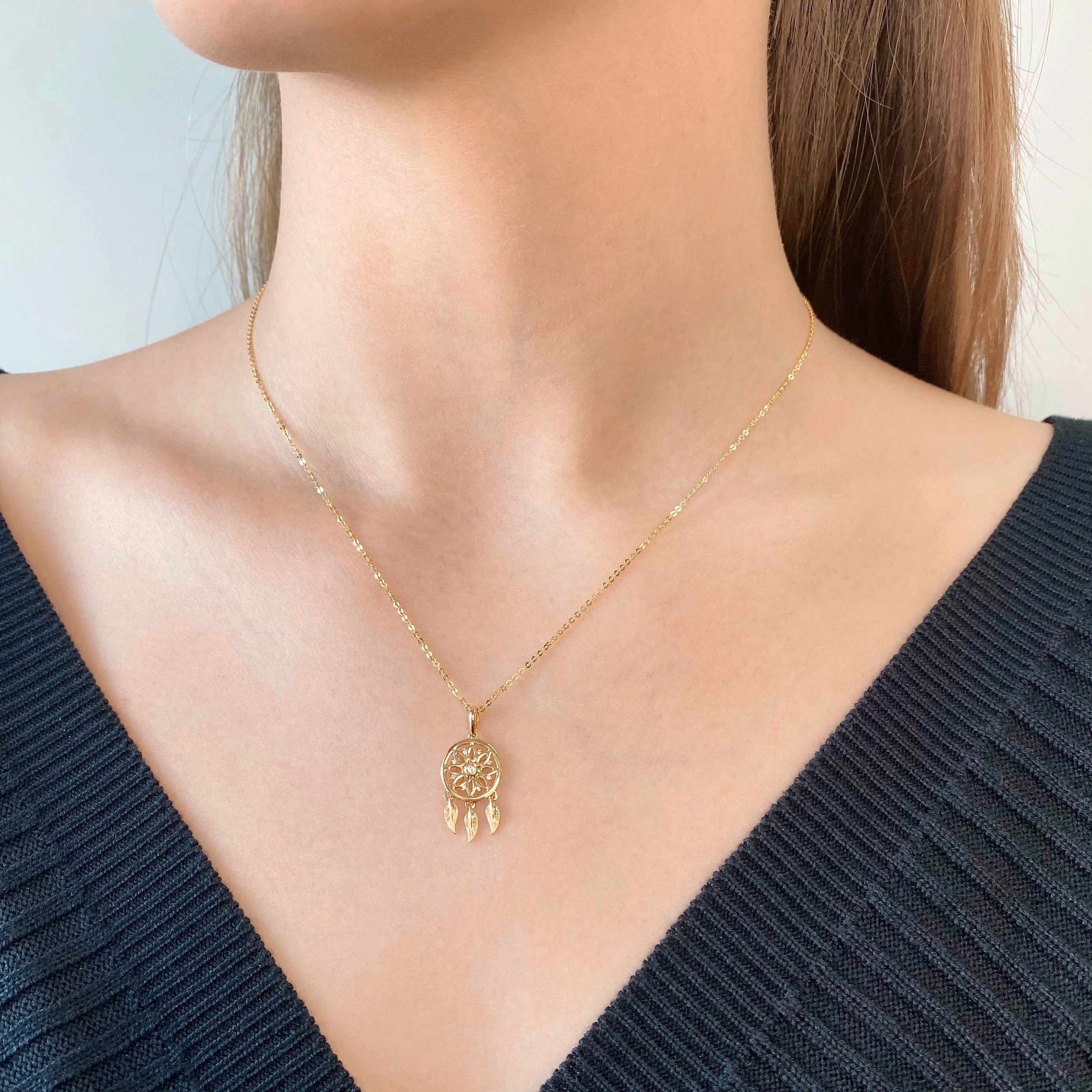 Teton Dreamcatcher Collection Pendant With Diamonds Set in 18K Gold - Jackson Hole Jewelry Company