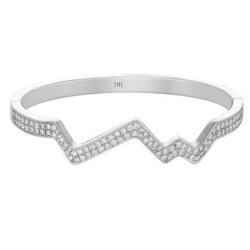 Hinged Teton Diamond Outline Stacking Bracelet in 18K White Gold - Jackson Hole Jewelry Company