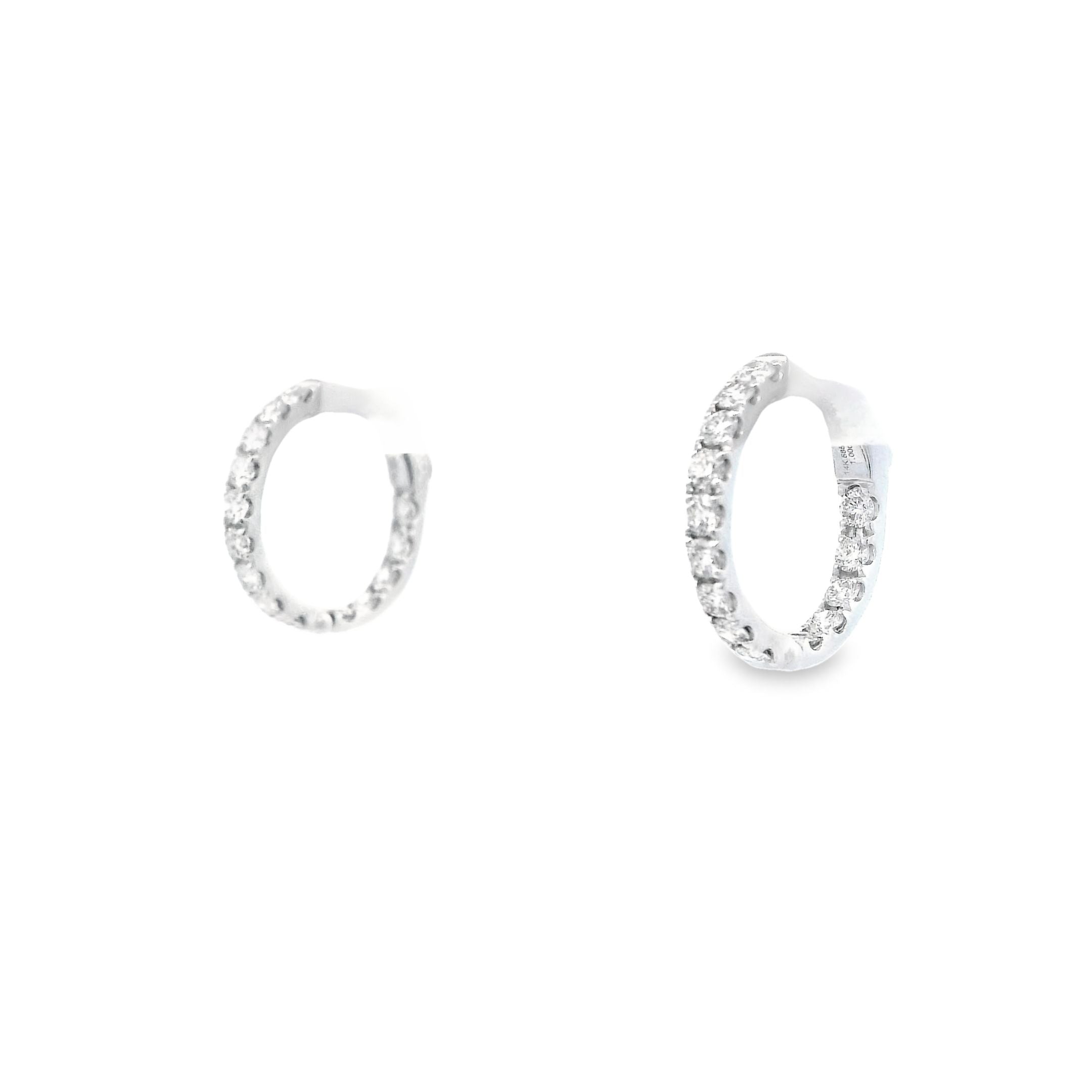 1.00cttw Diamond Hoops in 14K White Gold - Jackson Hole Jewelry Company