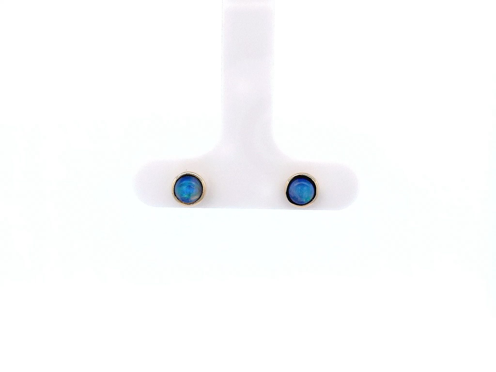 14K Yellow Gold Round Opal Studs - Jackson Hole Jewelry Company