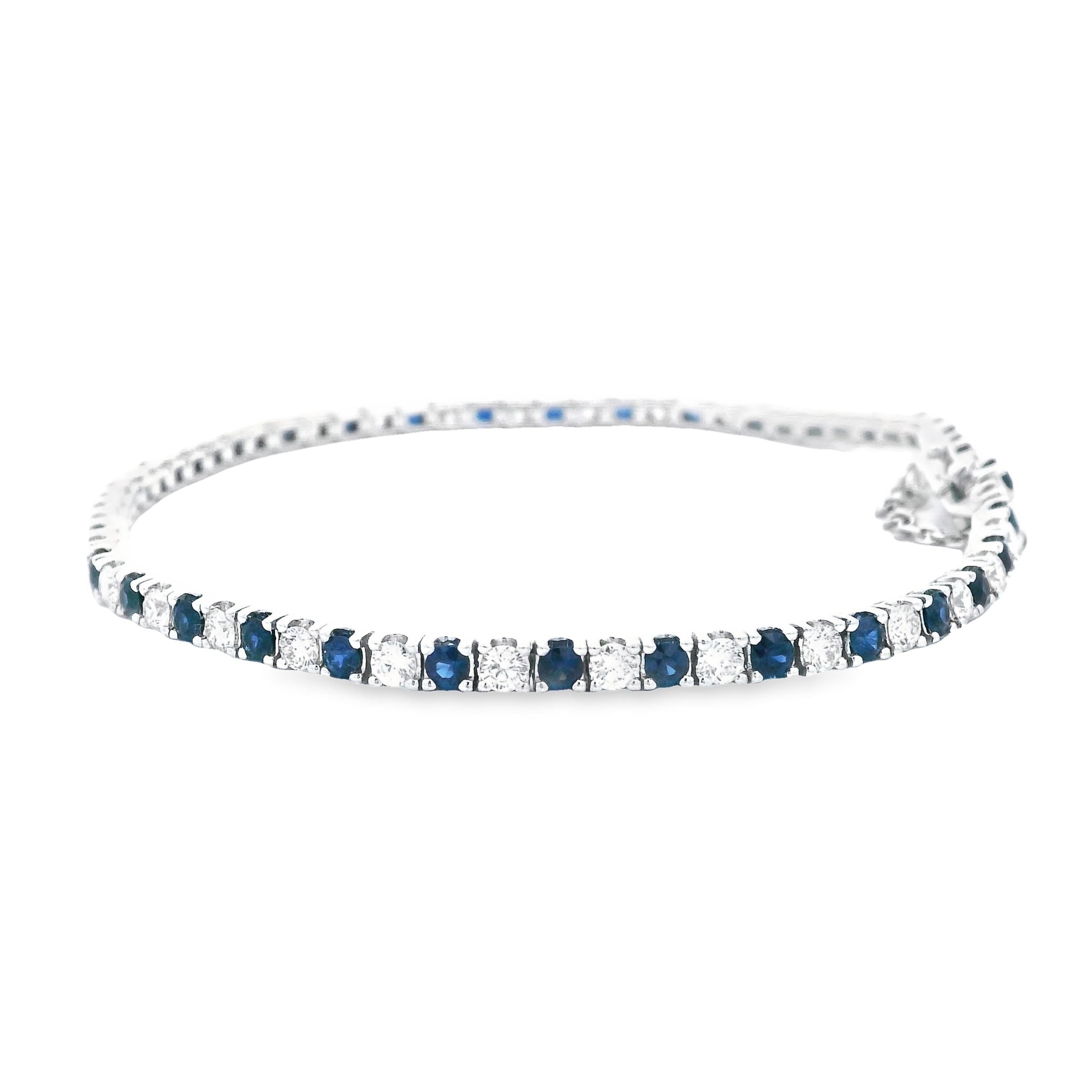 14KW Elegant Diamond and Sapphire Tennis Bracelet - Jackson Hole Jewelry Company