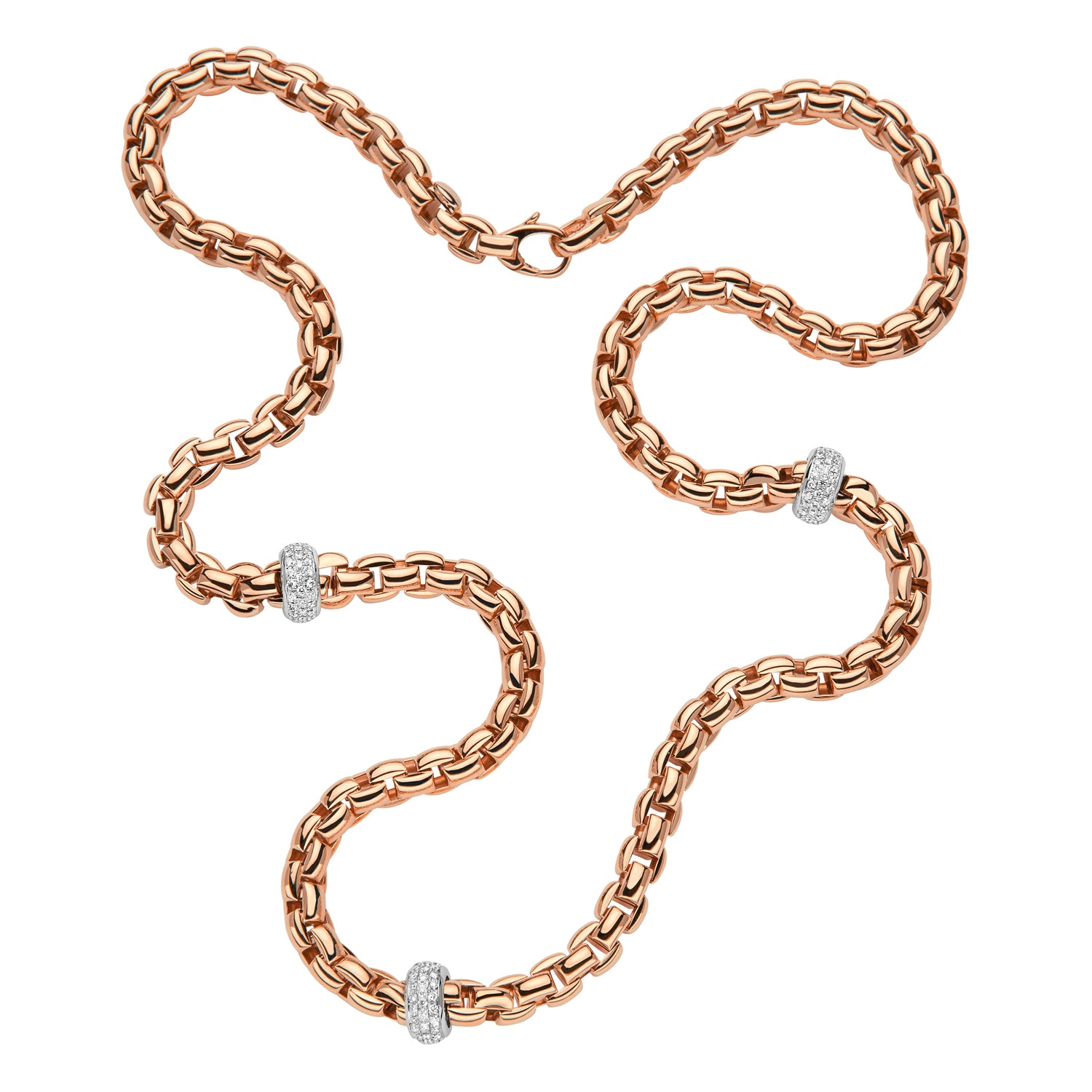 FOPE EKA 18K Gold Flex'it Necklace with White Diamond Pavé Rondels - 1.18 carats - Jackson Hole Jewelry Company