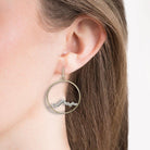 Large 14KY Gold Circle Earrings with Diamond Tetons - Jackson Hole Jewelry Company
