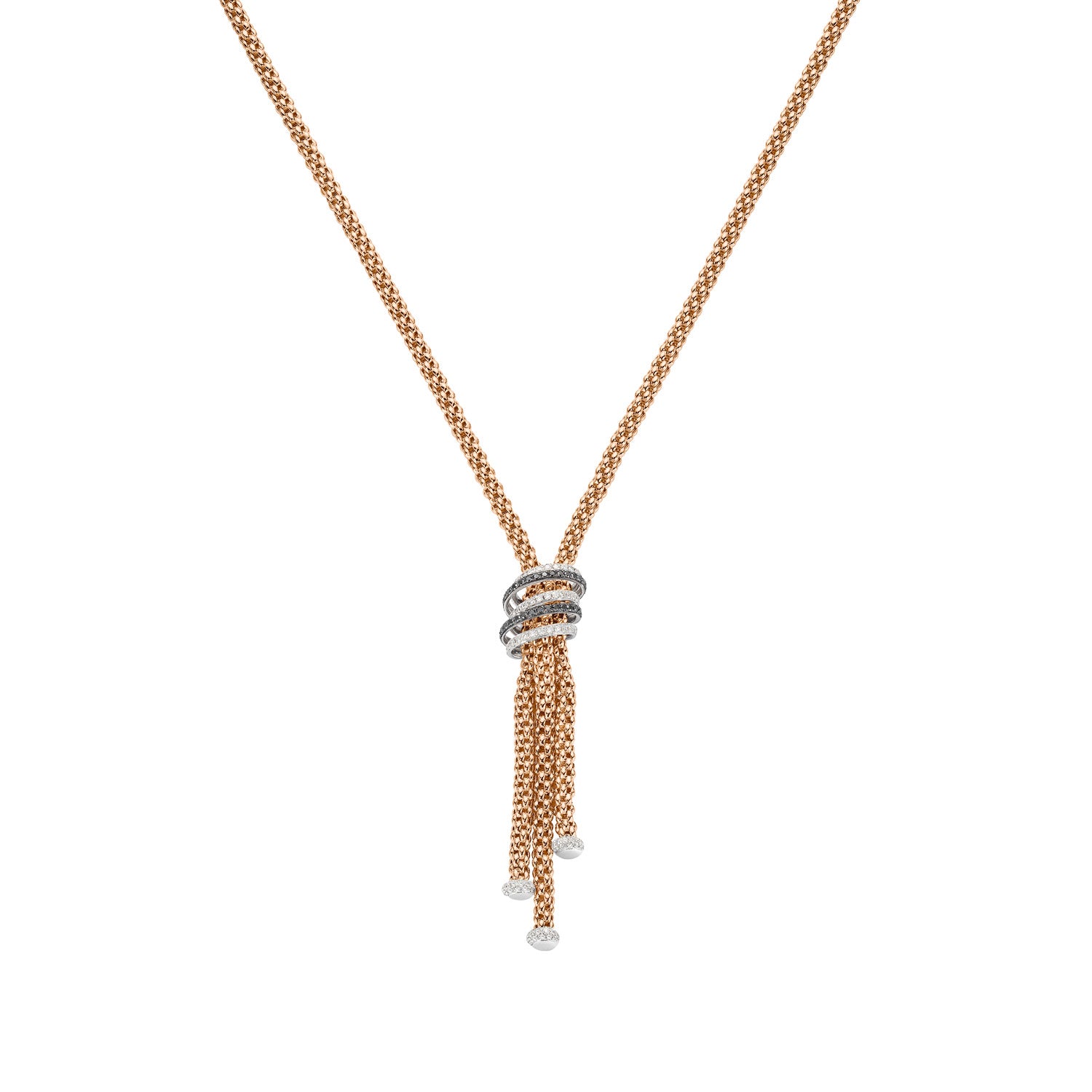 FOPE SOLO 18K Gold Necklace with White & Black Diamond Pavé Rondels - 1.69 carats - Jackson Hole Jewelry Company