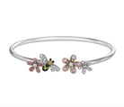 Teton Wildflower Collection Bee Bangle Bracelet With Diamonds and Pink Sapphires in 18K White Gold - Jackson Hole Jewelry Company