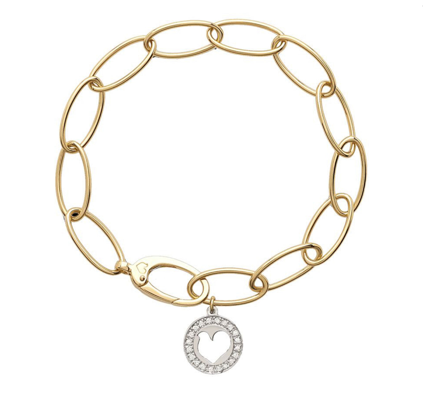 CHANTECLER 18K YELLOW AND WHITE GOLD "LOGO" OVAL LINK BRACELET - Jackson Hole Jewelry Company