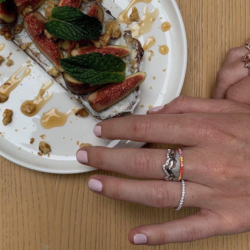 Multicolored Sapphire French Cut Pavé Eternity Ring Only - Jackson Hole Jewelry Company