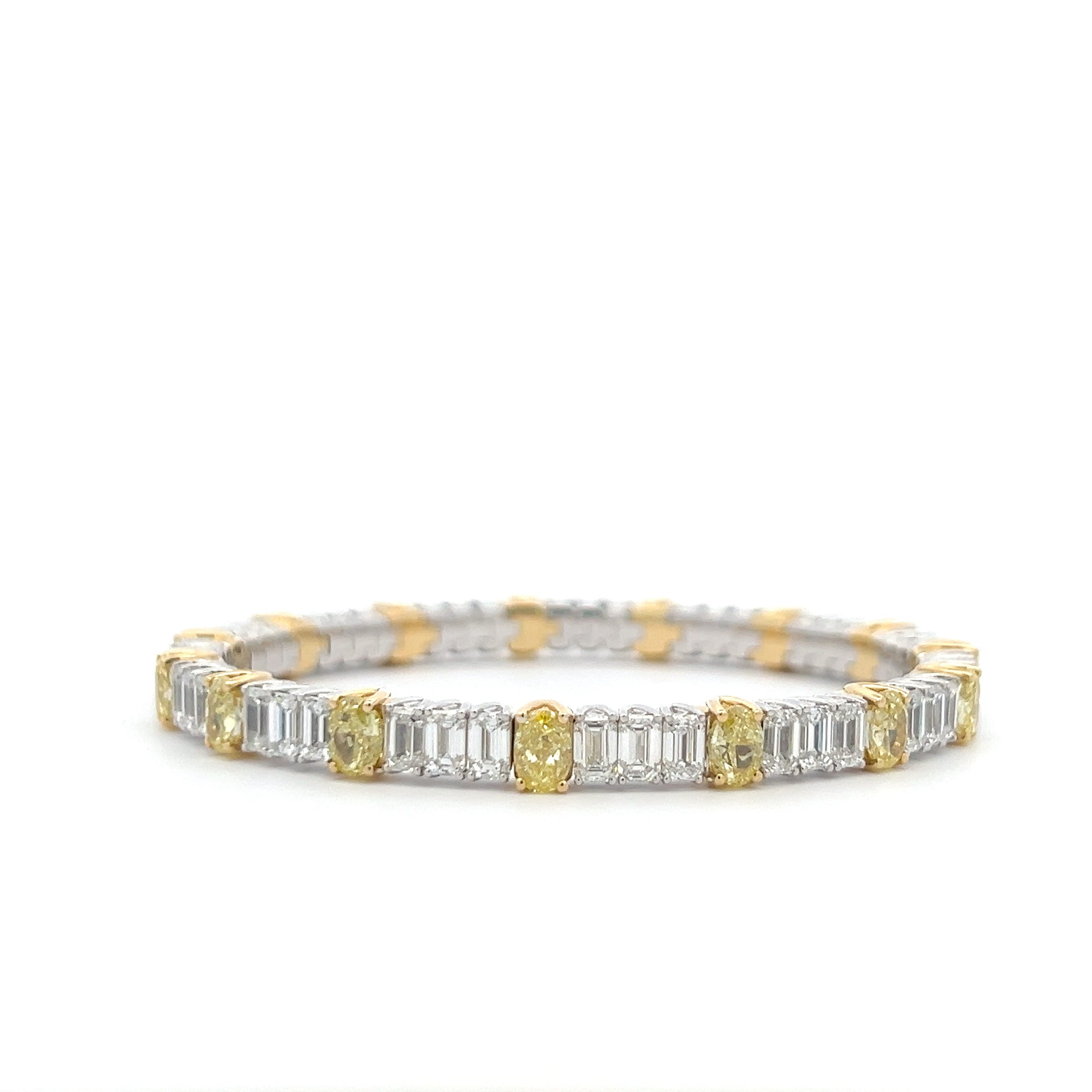 PICCHIOTTI WHITE GOLD XPANDABLE WHITE AND YELLOW DIAMOND BRACELET - Jackson Hole Jewelry Company