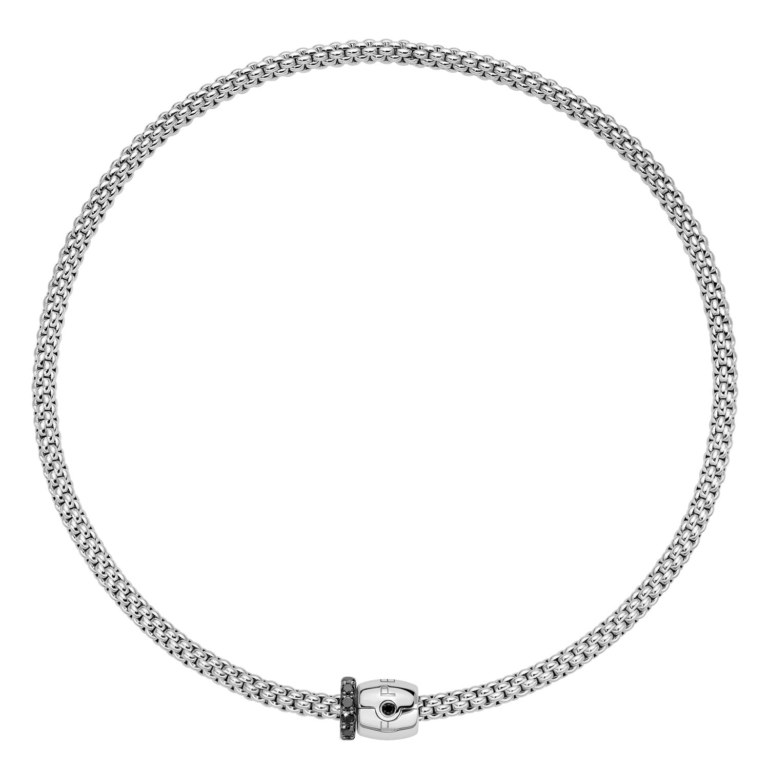 FOPE SOLO 18K Gold Flex'it Necklace with Ornamental Clasp and Black Diamond Pavé Rondel - 0.55 carats - Jackson Hole Jewelry Company