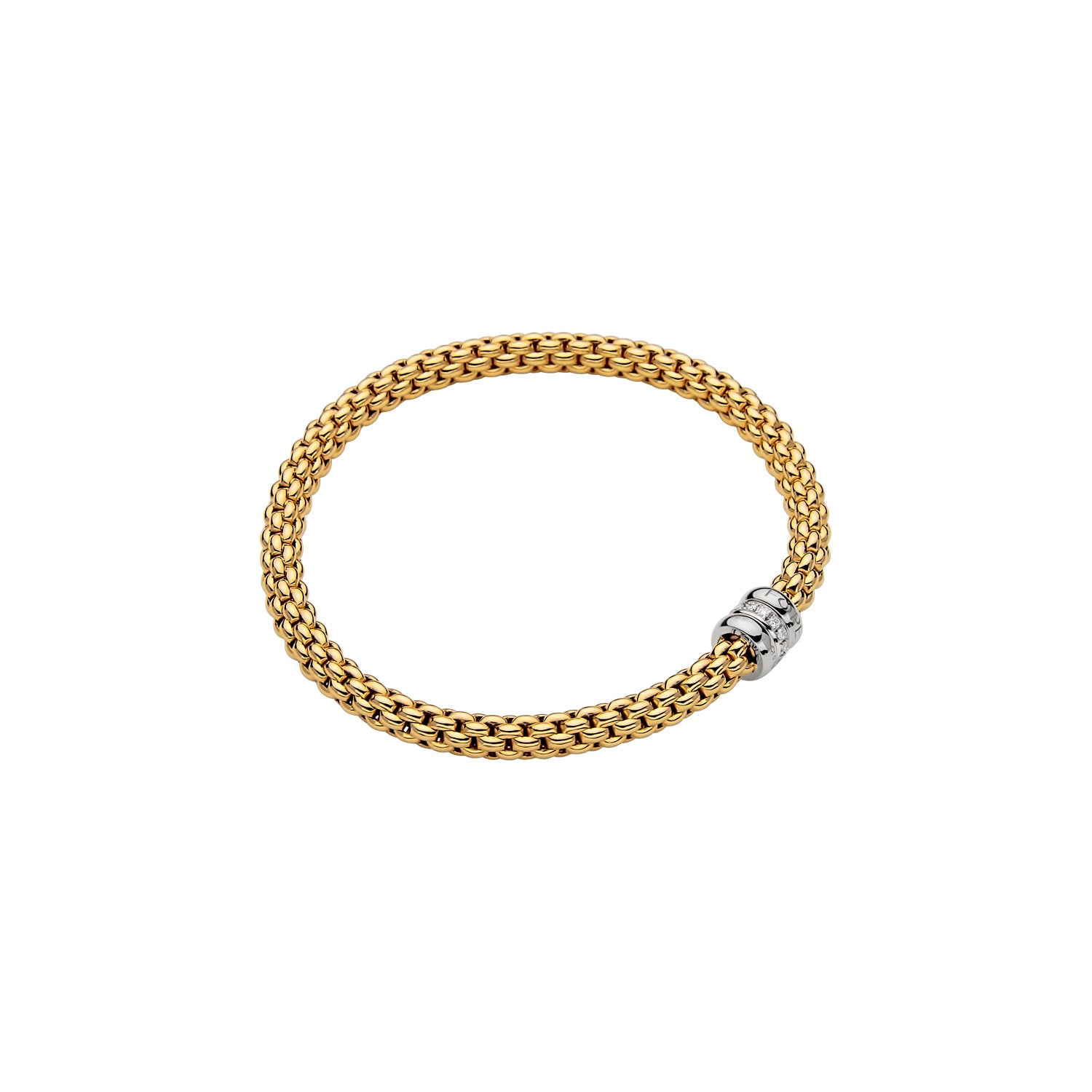 FOPE SOLO 18K Gold Flex’it Bracelet with White Diamond Rondel - 0.10 carats - Jackson Hole Jewelry Company