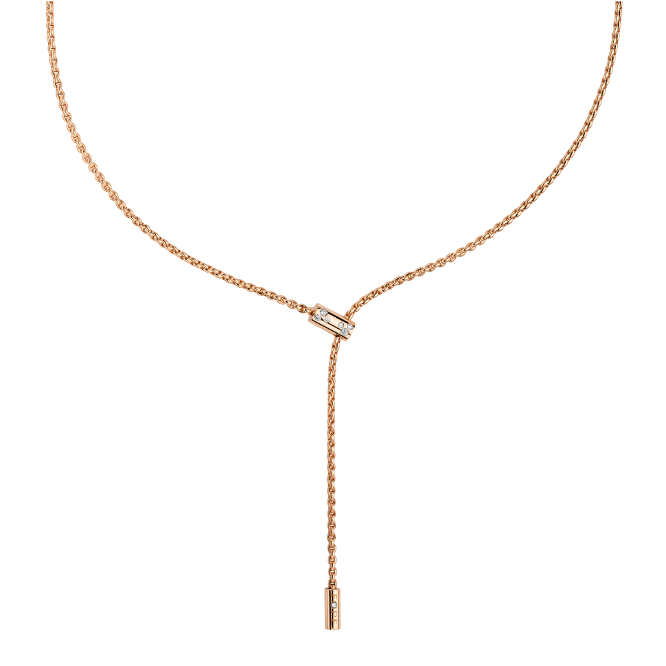 FOPE ARIA 18K Gold Adjustable Lariat Necklace with Ornamental Clasp and White Diamonds - 0.11 carats - Jackson Hole Jewelry Company
