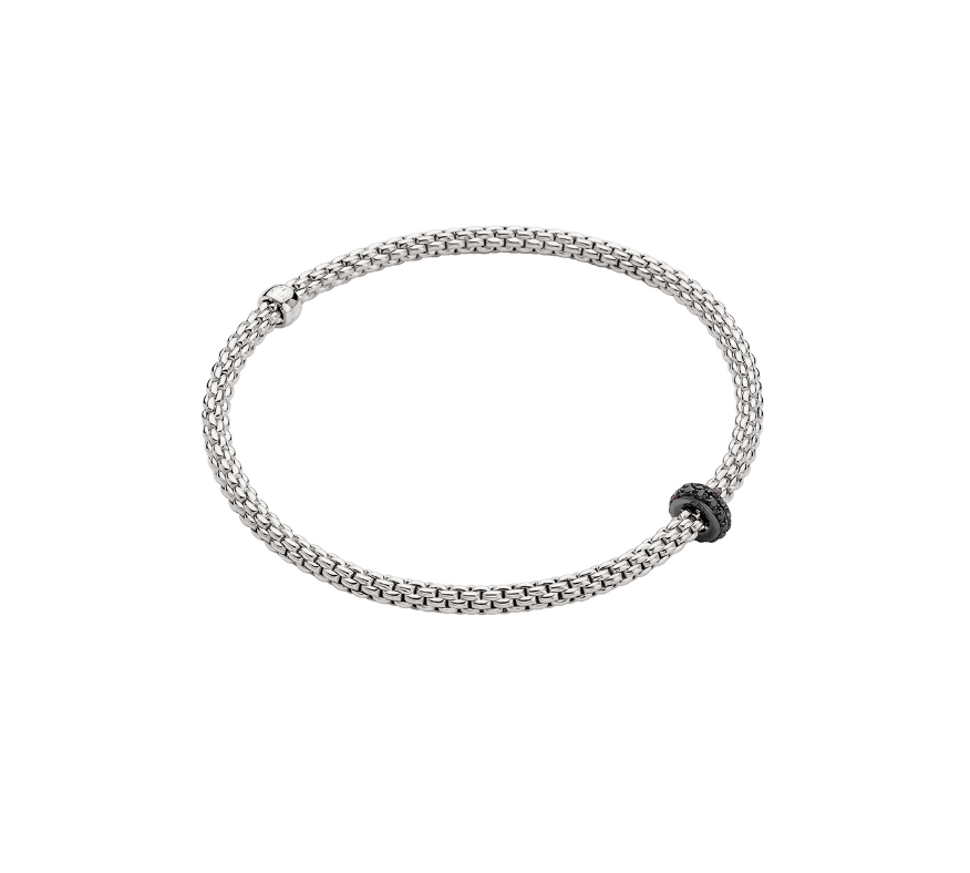 FOPE PRIMA 18K Gold Flex’it Bracelet with Black Diamond Rondel - 0.20 carats - Jackson Hole Jewelry Company