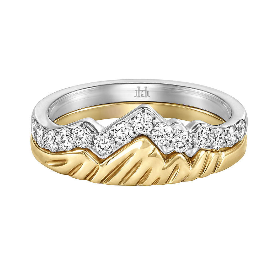 LUXE EDITION: 18K Yellow & White Gold Teton Stacking Rings™ (2 Ring Set) - Jackson Hole Jewelry Company