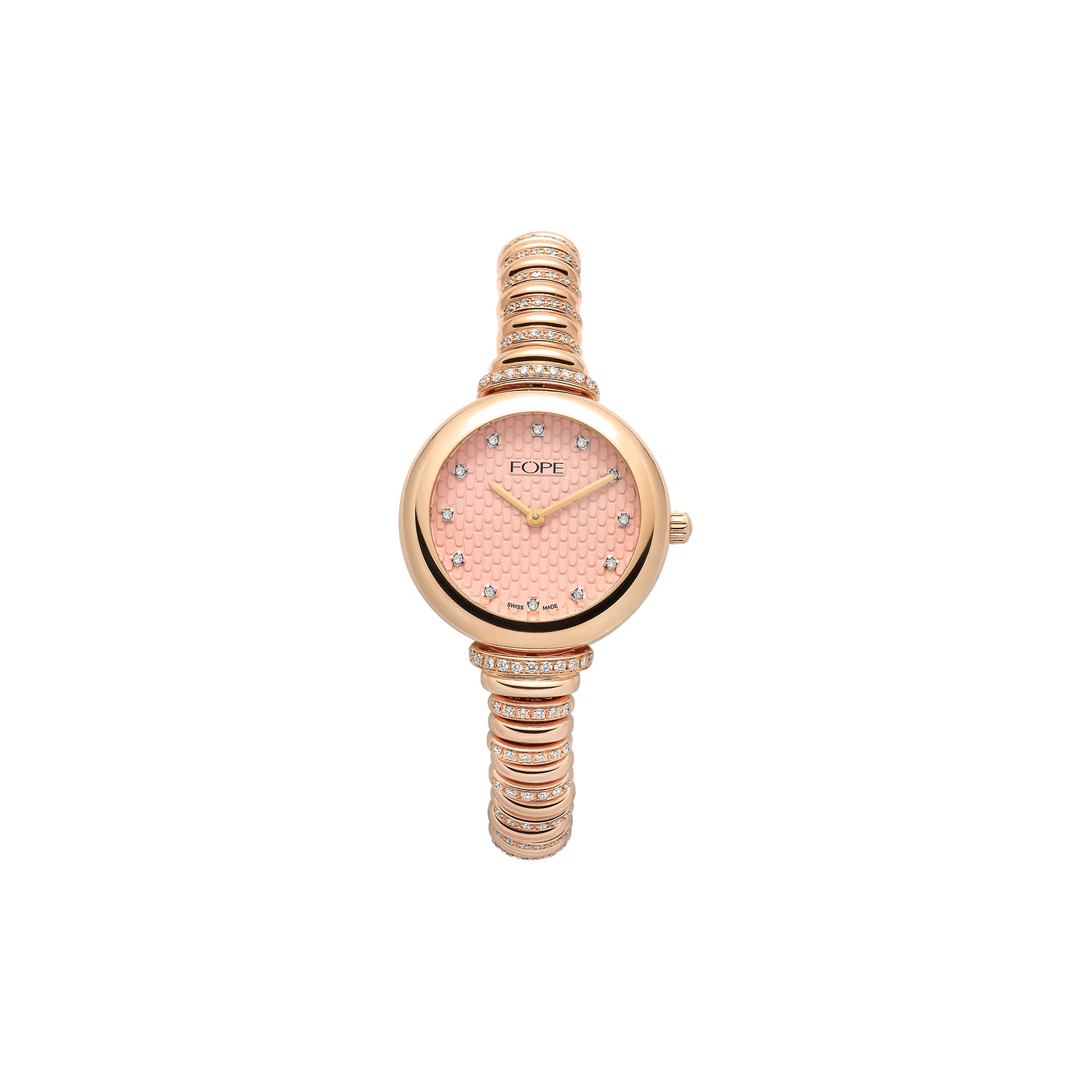 LADYFOPE 18K Rose Gold Flex'it Watch with White Diamonds - Jackson Hole Jewelry Company