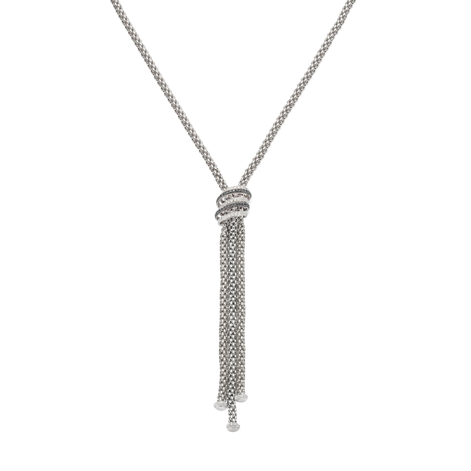 FOPE SOLO 18K Gold Flex'it Necklace with White & Black Diamond Pavé Rondels - 1.69 carats - Jackson Hole Jewelry Company