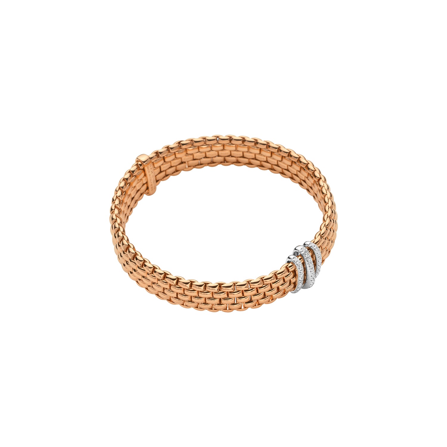 FOPE PANORAMA 18K Gold Flex’it Bracelet With White Diamond Pavé Rondels - 0.23 carats - Jackson Hole Jewelry Company