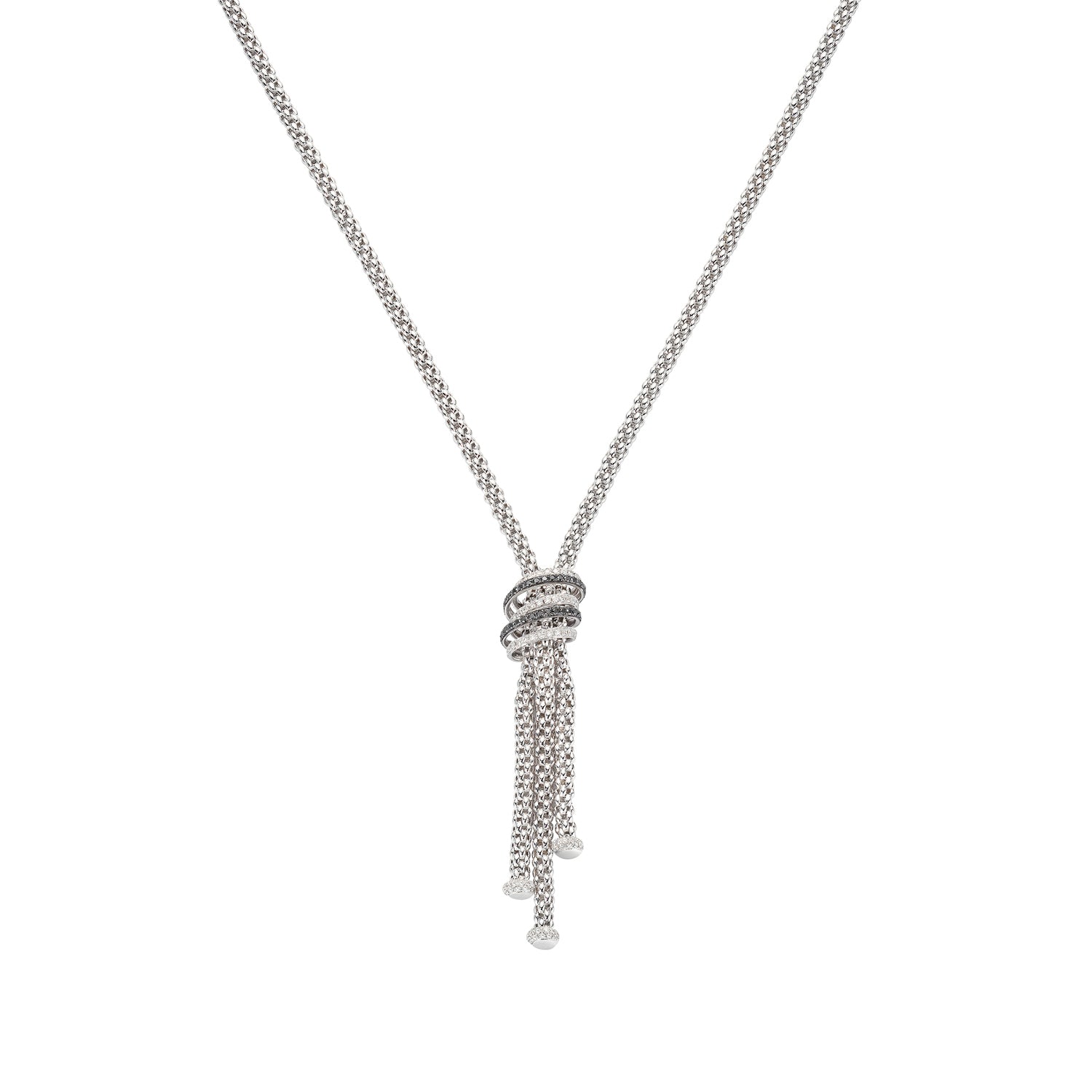 FOPE SOLO 18K Gold Necklace with White & Black Diamond Pavé Rondels - 1.69 carats - Jackson Hole Jewelry Company