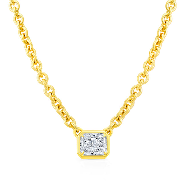 Radiant Cut Solitare Necklace - Jackson Hole Jewelry Company