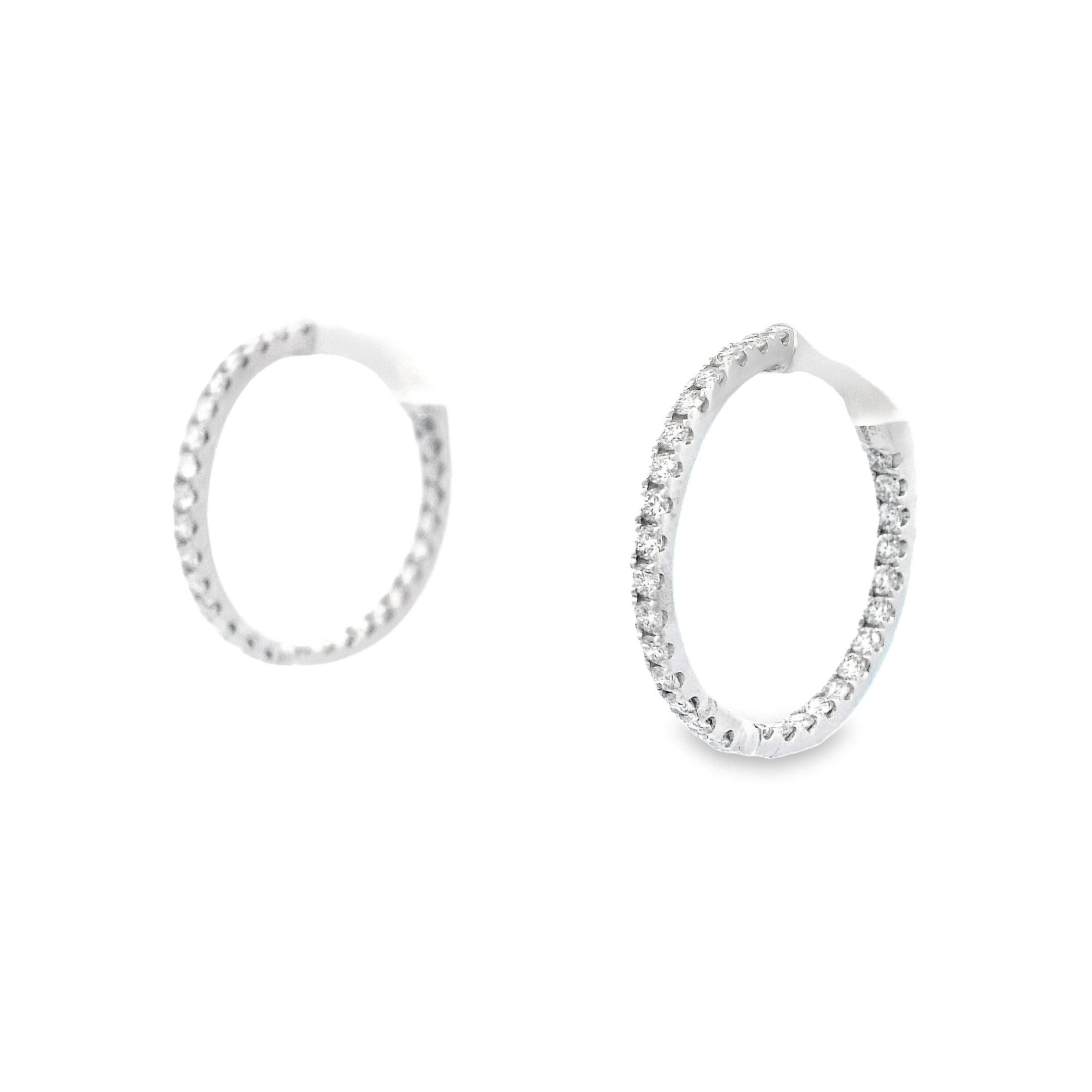 1.00cttw Diamond Hoops in 14K White Gold - Jackson Hole Jewelry Company