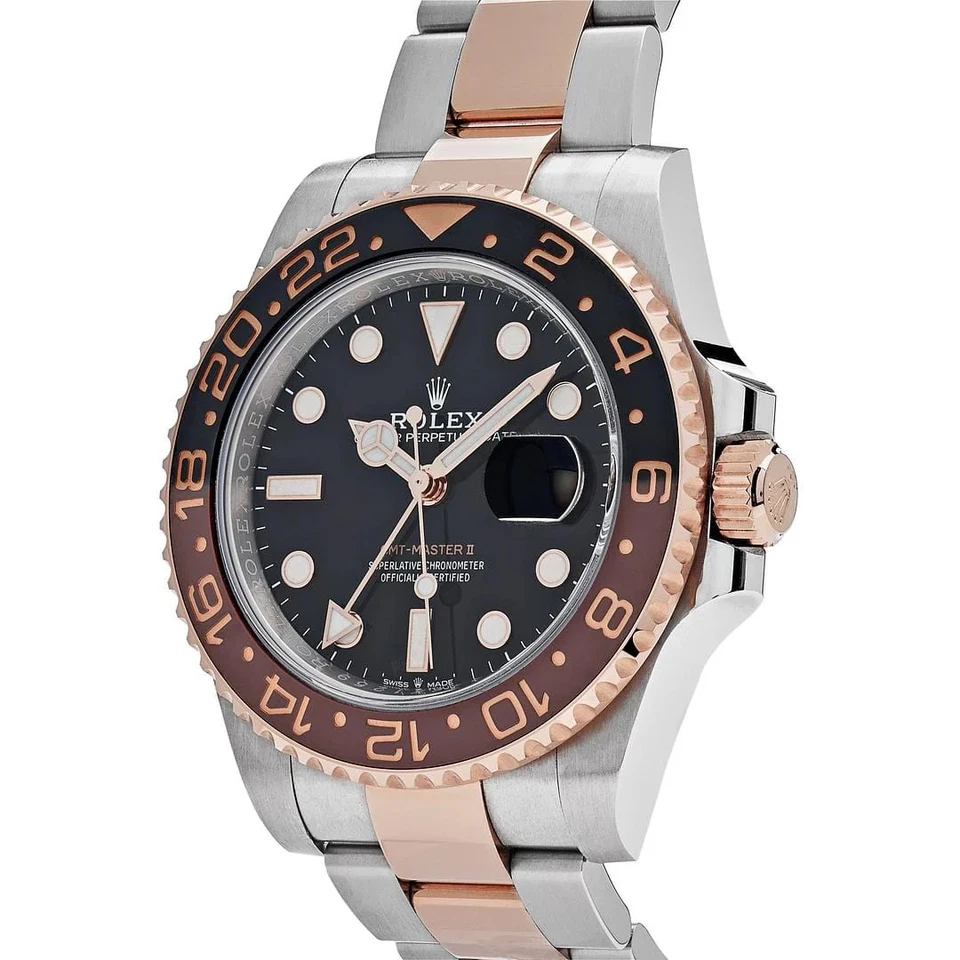 Rolex GMT Master II “Root Beer” 40mm Everose Rolesor with Black Dial and Cerachrom Bezel - Jackson Hole Jewelry Company