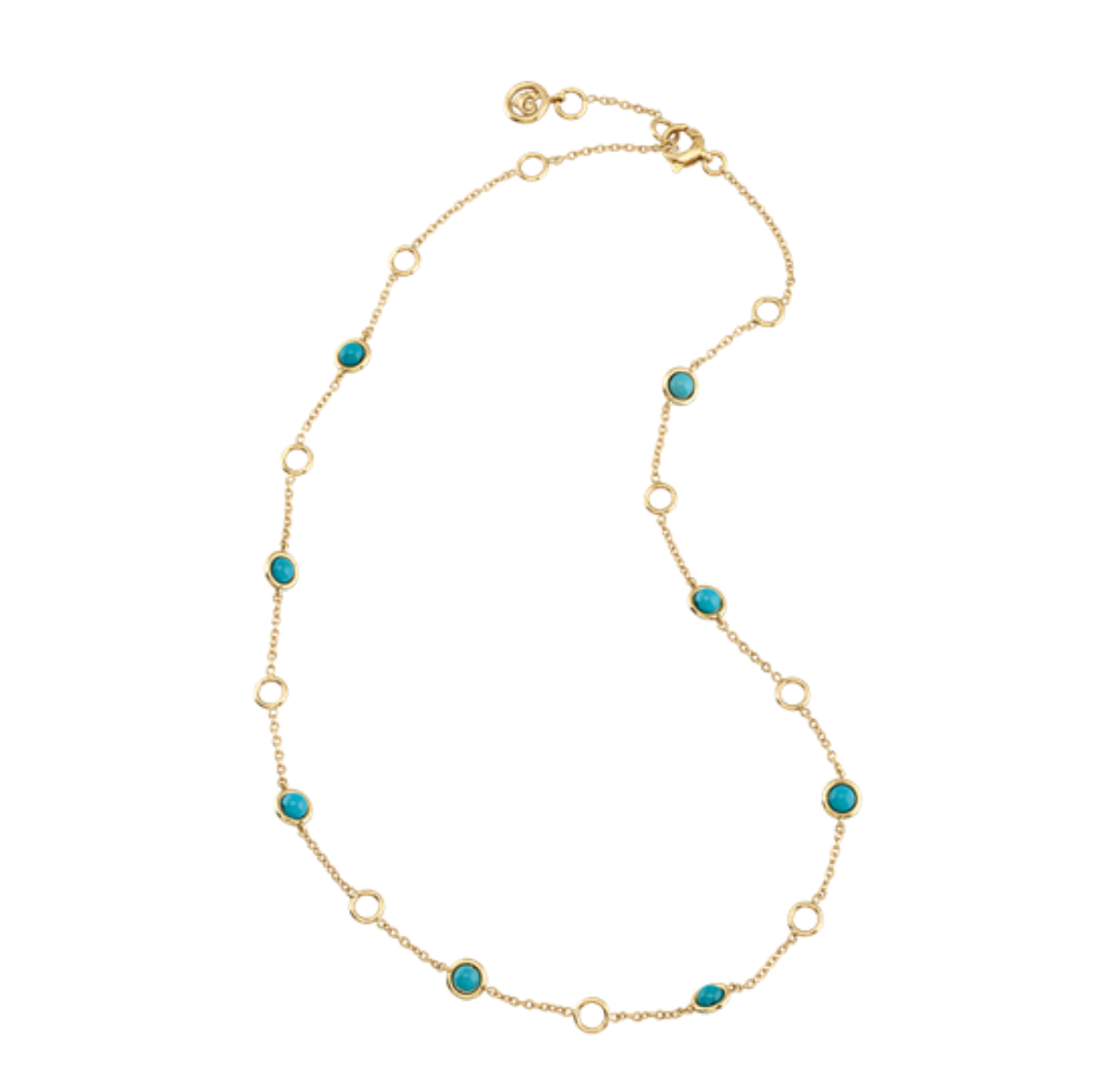 CHANTECLER YELLOW GOLD & TURQUOISE CHAIN - Jackson Hole Jewelry Company