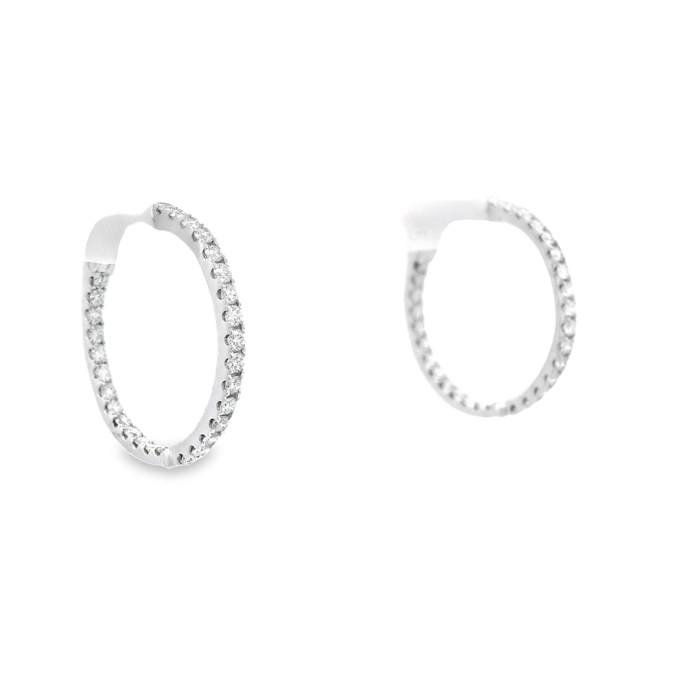 1.00cttw Diamond Hoops in 14K White Gold - Jackson Hole Jewelry Company