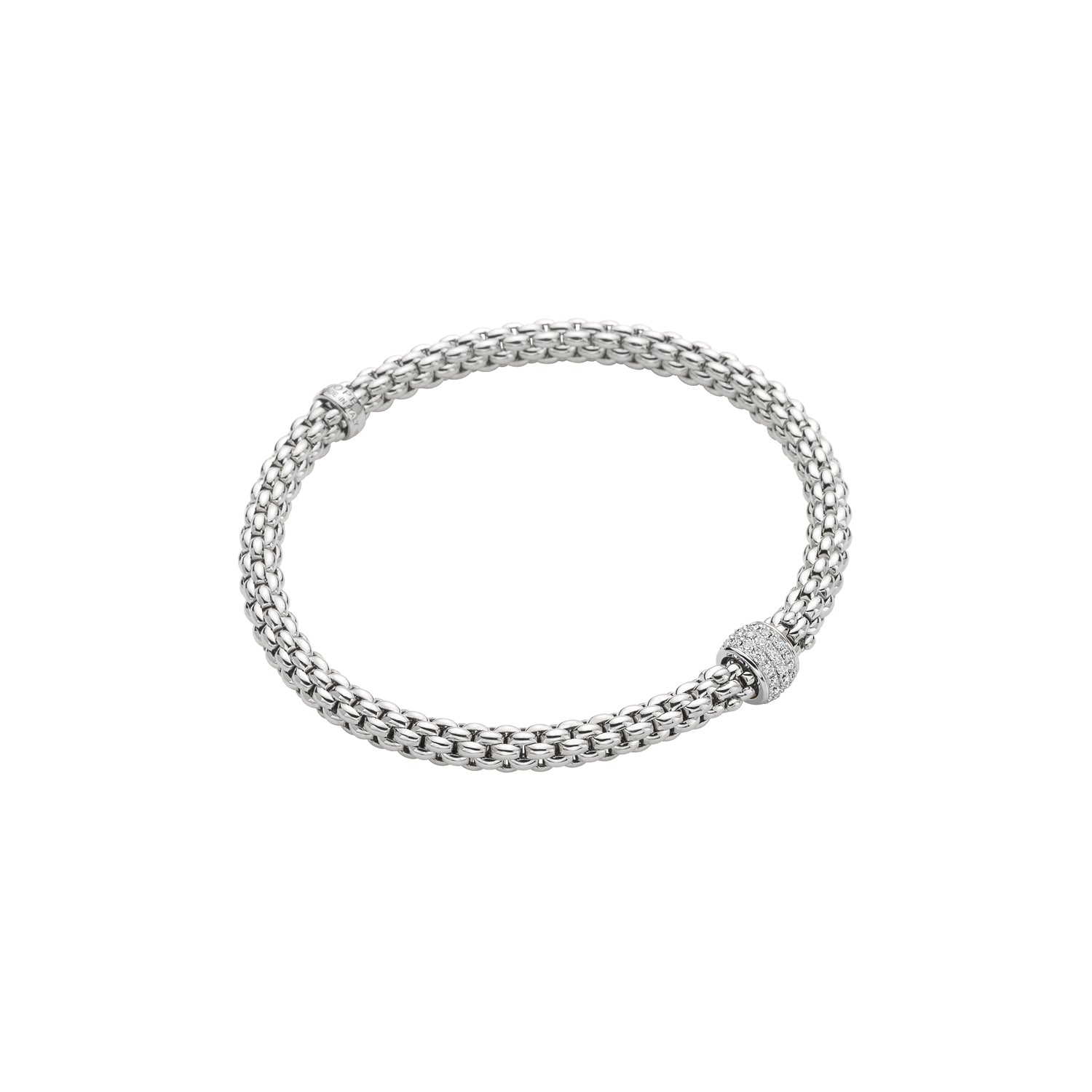 FOPE SOLO 18K Gold Flex’it Bracelet with White Diamond Pavé Rondel - 0.29 carats - Jackson Hole Jewelry Company