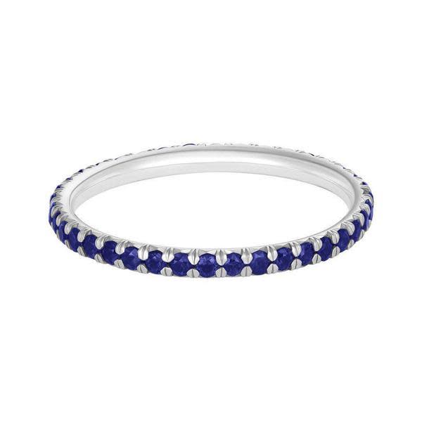Teton Blue Sapphire Eternity Band set in 18K White Gold - Jackson Hole Jewelry Company