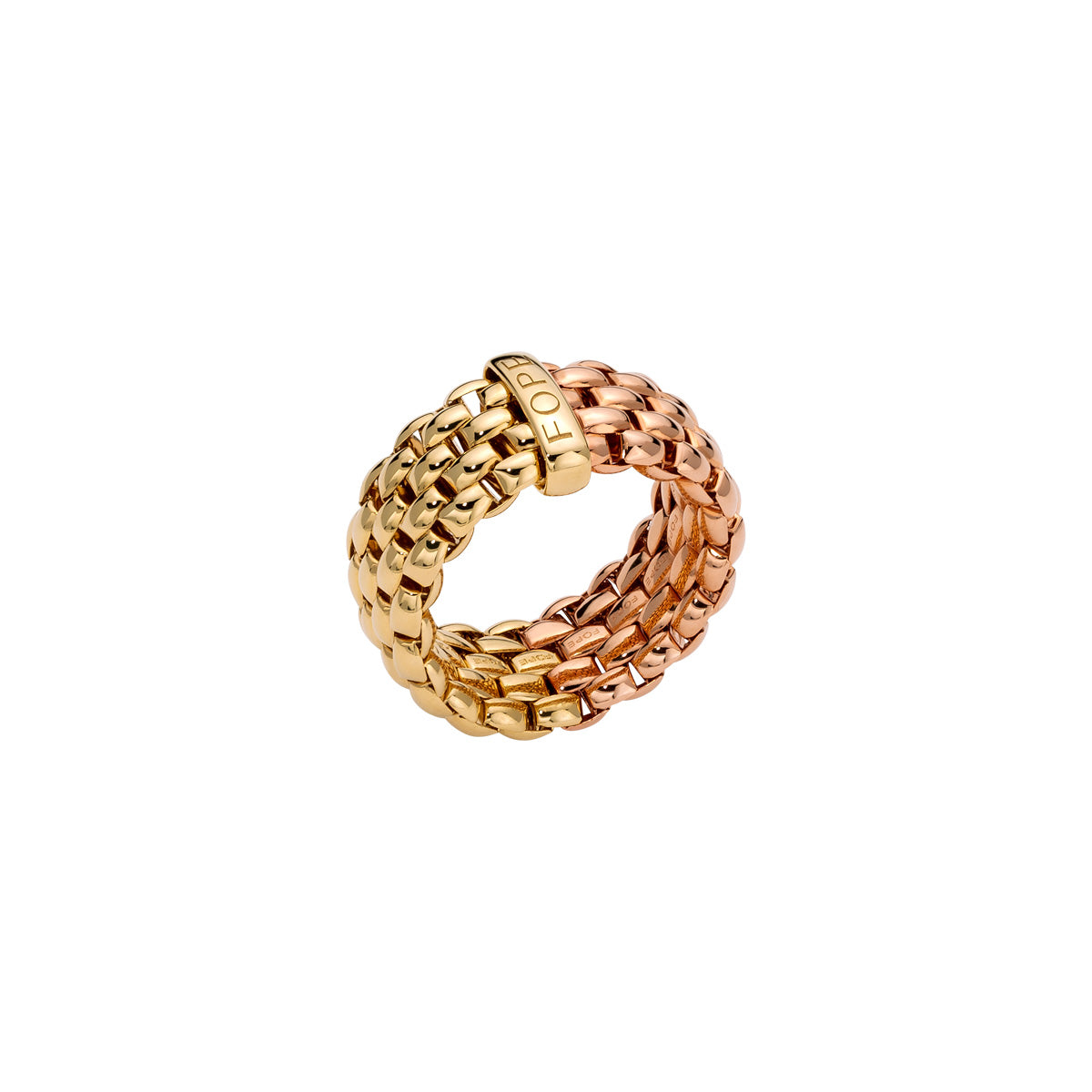 FOPE ESSENTIALS 18K Gold Bicolor Flex'it Ring With Oval Mesh - Jackson Hole Jewelry Company