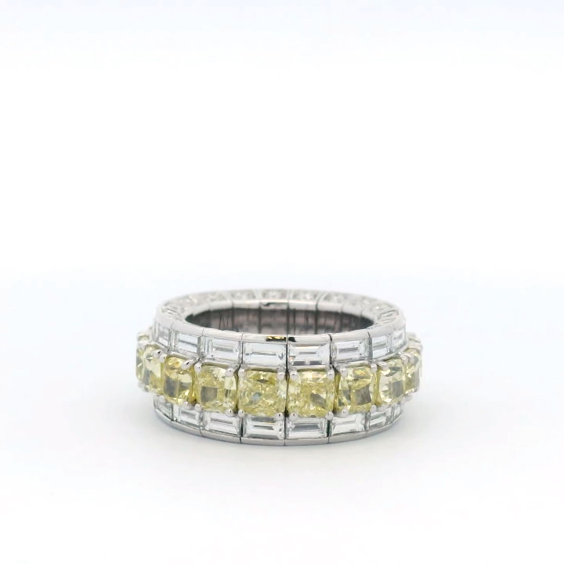 Picchoitti Triple Row White & Yellow Diamond Xpandable Ring - Jackson Hole Jewelry Company