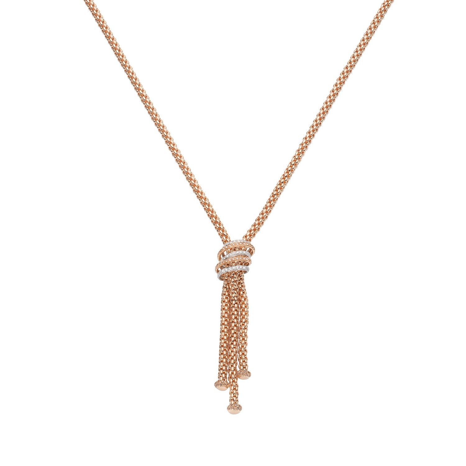 FOPE SOLO 18K Gold Necklace with Brown Diamond Pavé Rondels - 1.66 carats - Jackson Hole Jewelry Company