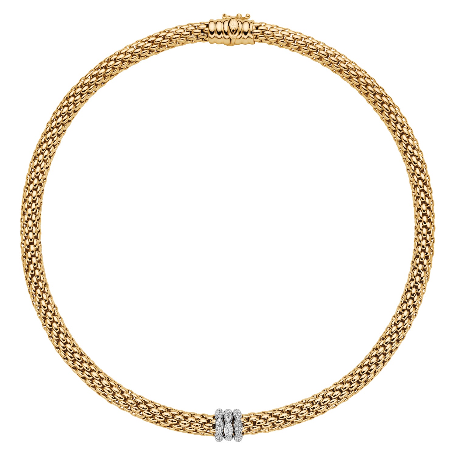 FOPE LOVE NEST 18K Gold Necklace With White Diamond Pavé Rondels - 0.57 carats - Jackson Hole Jewelry Company