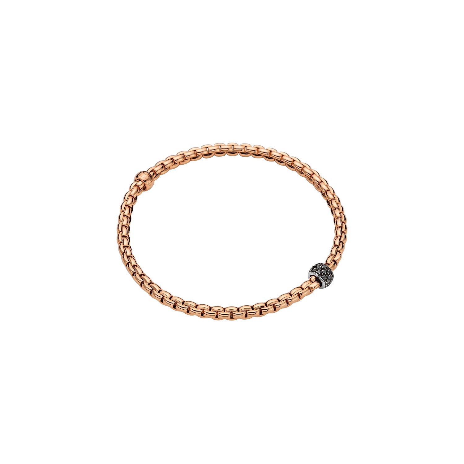 FOPE EKA 18K Gold Flex’it Bracelet with Black Diamond Pavé Rondel - 0.20 carats - Jackson Hole Jewelry Company