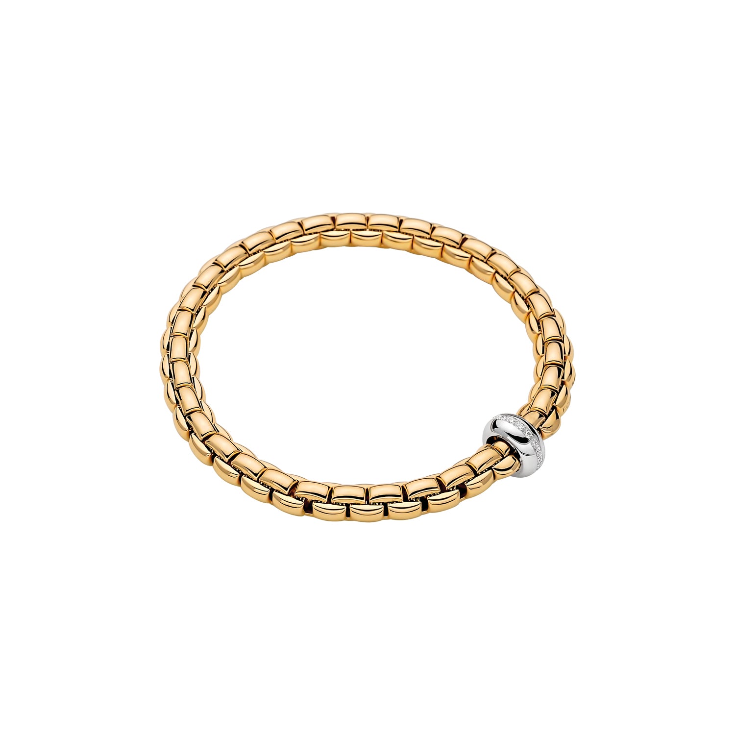 FOPE EKA Anniversario Collection 18K Gold Flex’it Bracelet with White Diamond Rondel - 0.13 carats - Jackson Hole Jewelry Company