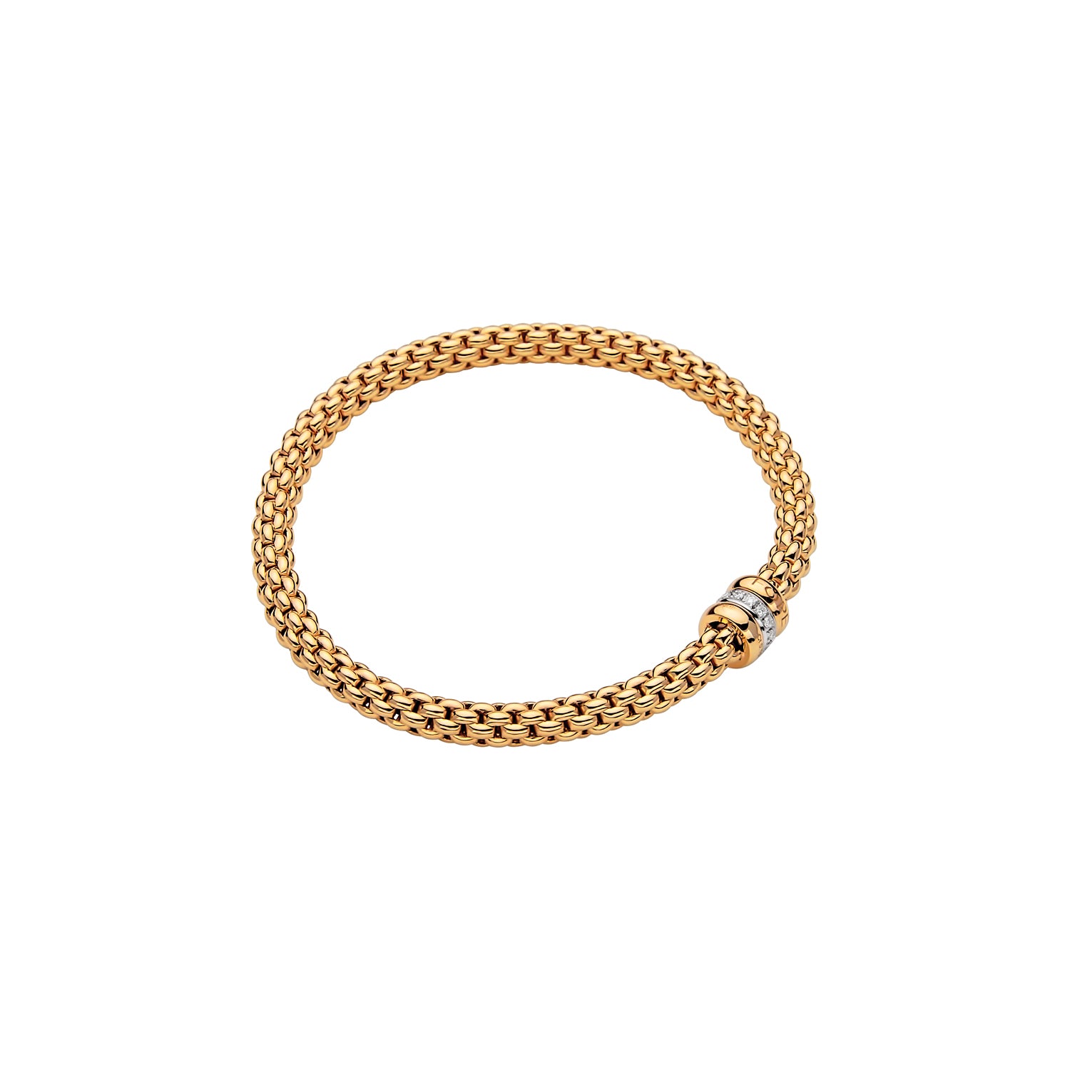FOPE SOLO 18K Gold Flex’it Bracelet with White Diamond Rondel - 0.10 carats - Jackson Hole Jewelry Company