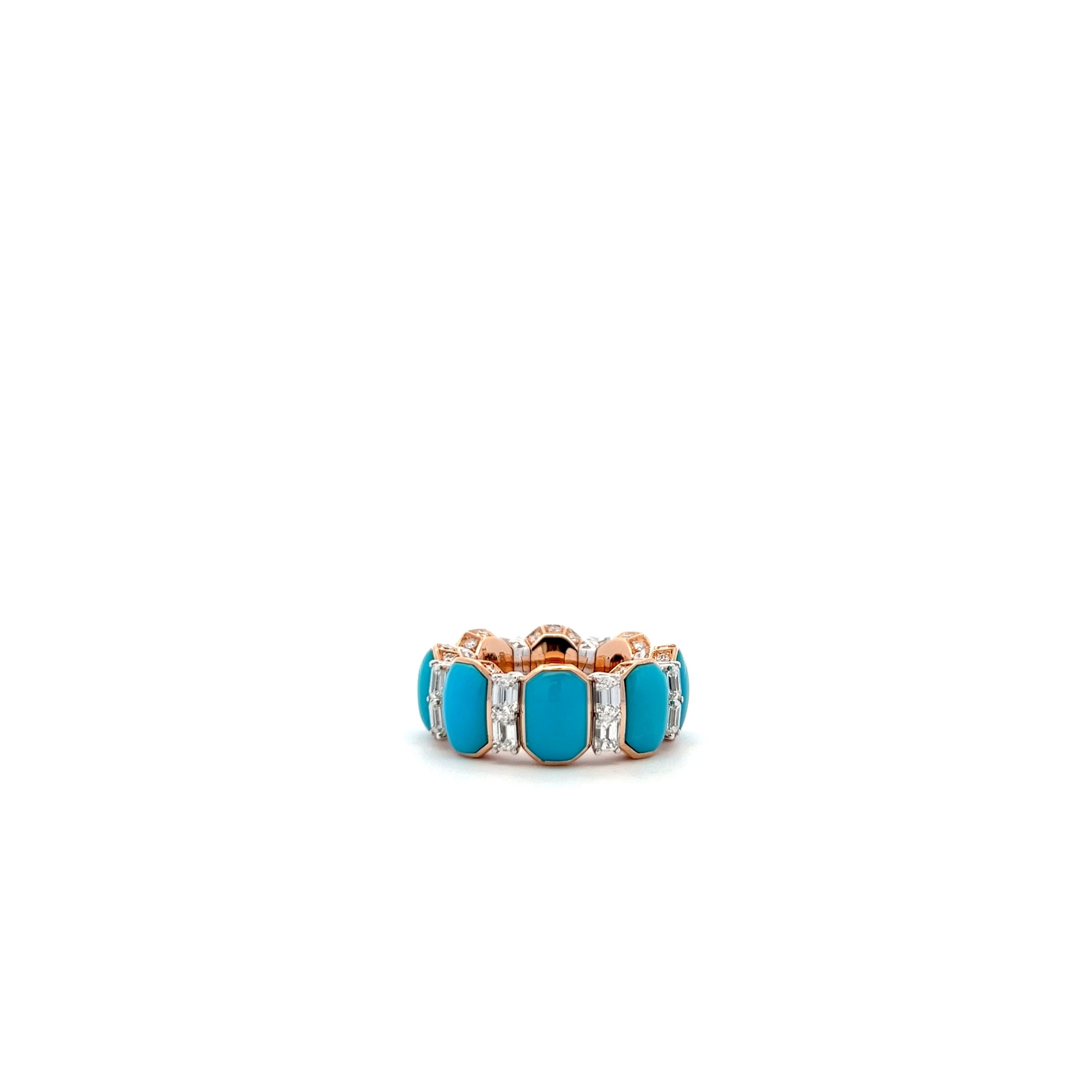 PICCHIOTTI XPANDABLE 18K ROSE GOLD TURQUOISE AND DIAMOND RING - Jackson Hole Jewelry Company