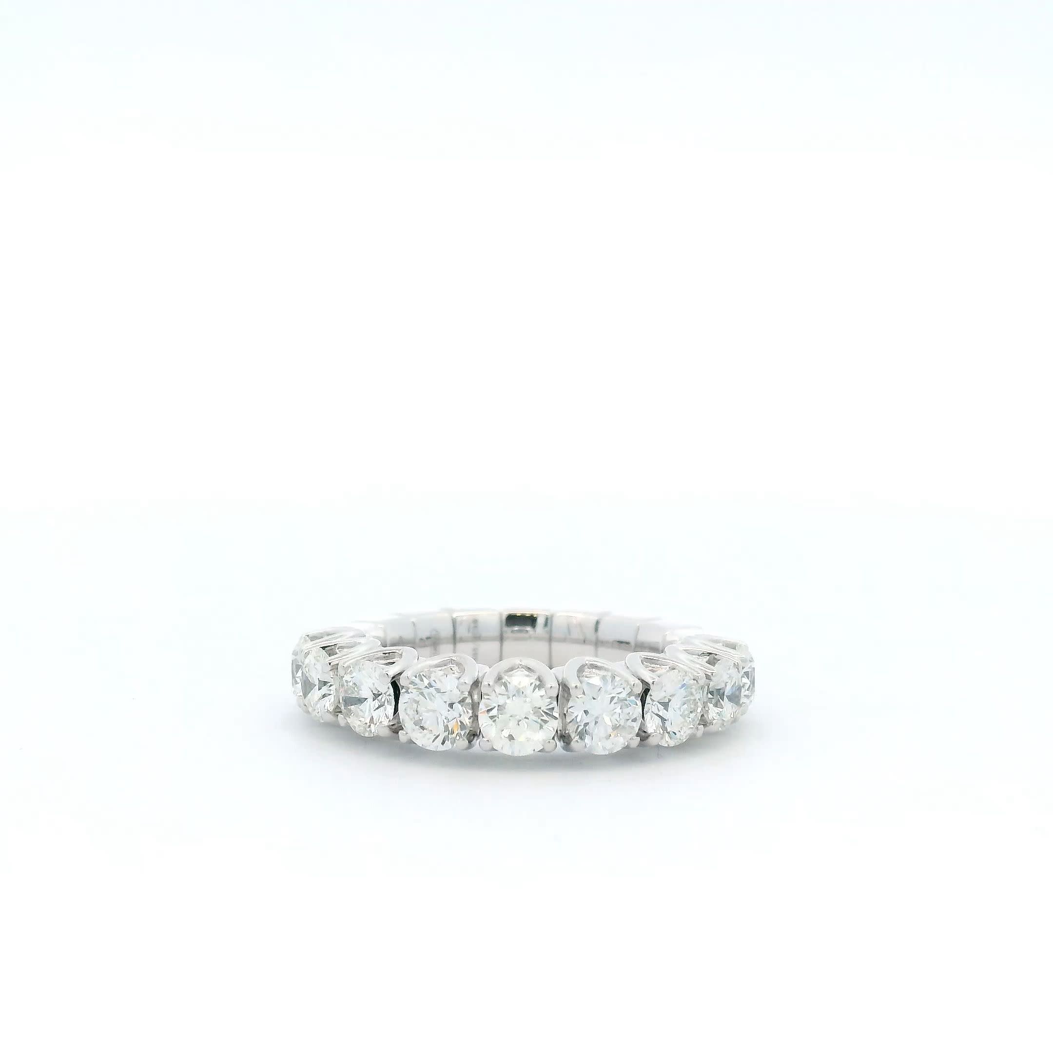 Piccchiotti 18k White Gold Round Diamond Half Eternity Xpandable Ring - Jackson Hole Jewelry Company