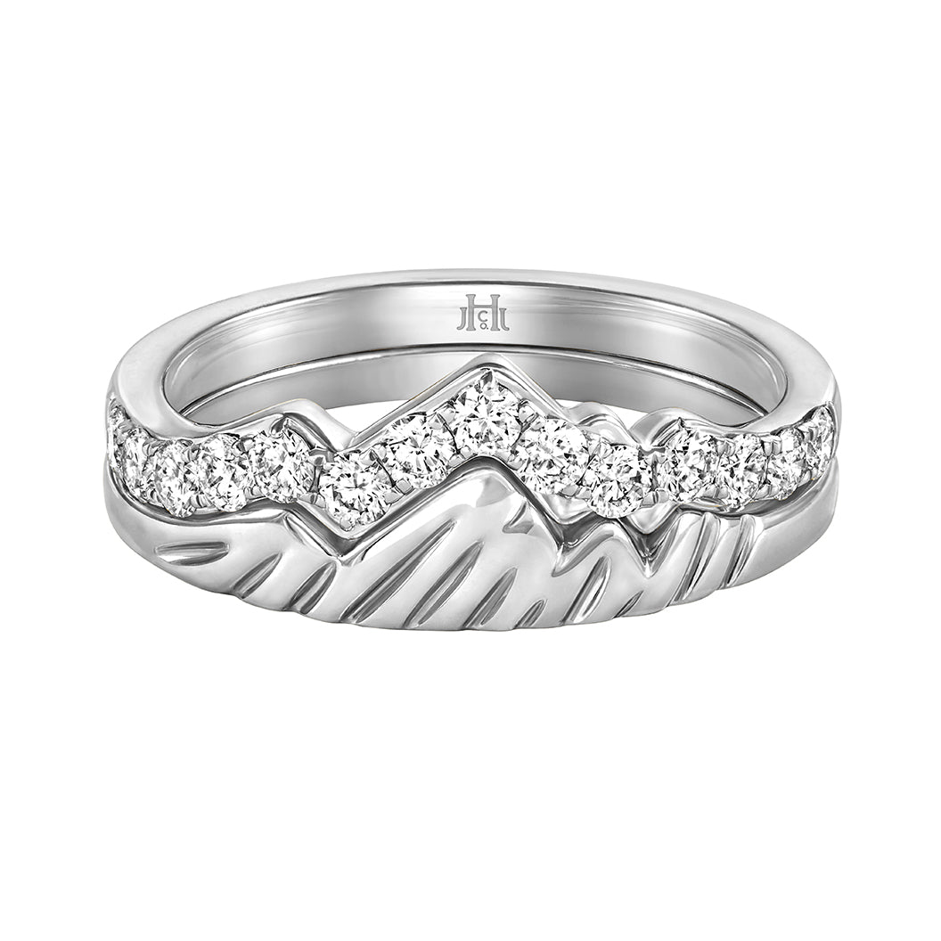 LUXE EDITION: 18K White Gold Teton Stacking Rings™ (2 Ring Set) - Jackson Hole Jewelry Company