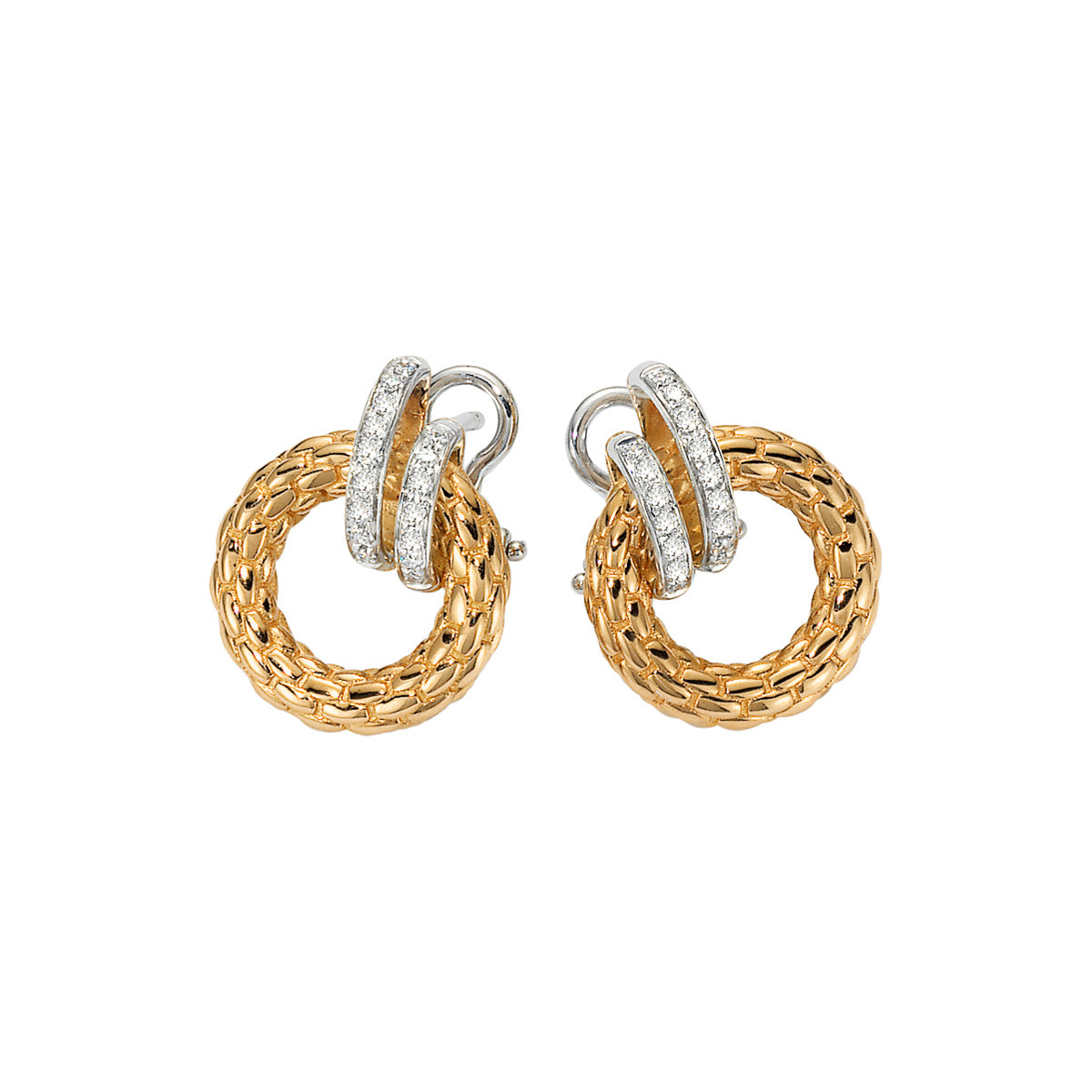 FOPE SOLO 18K Gold Earrings with White Diamond Pavé - 0.22 carats - Jackson Hole Jewelry Company