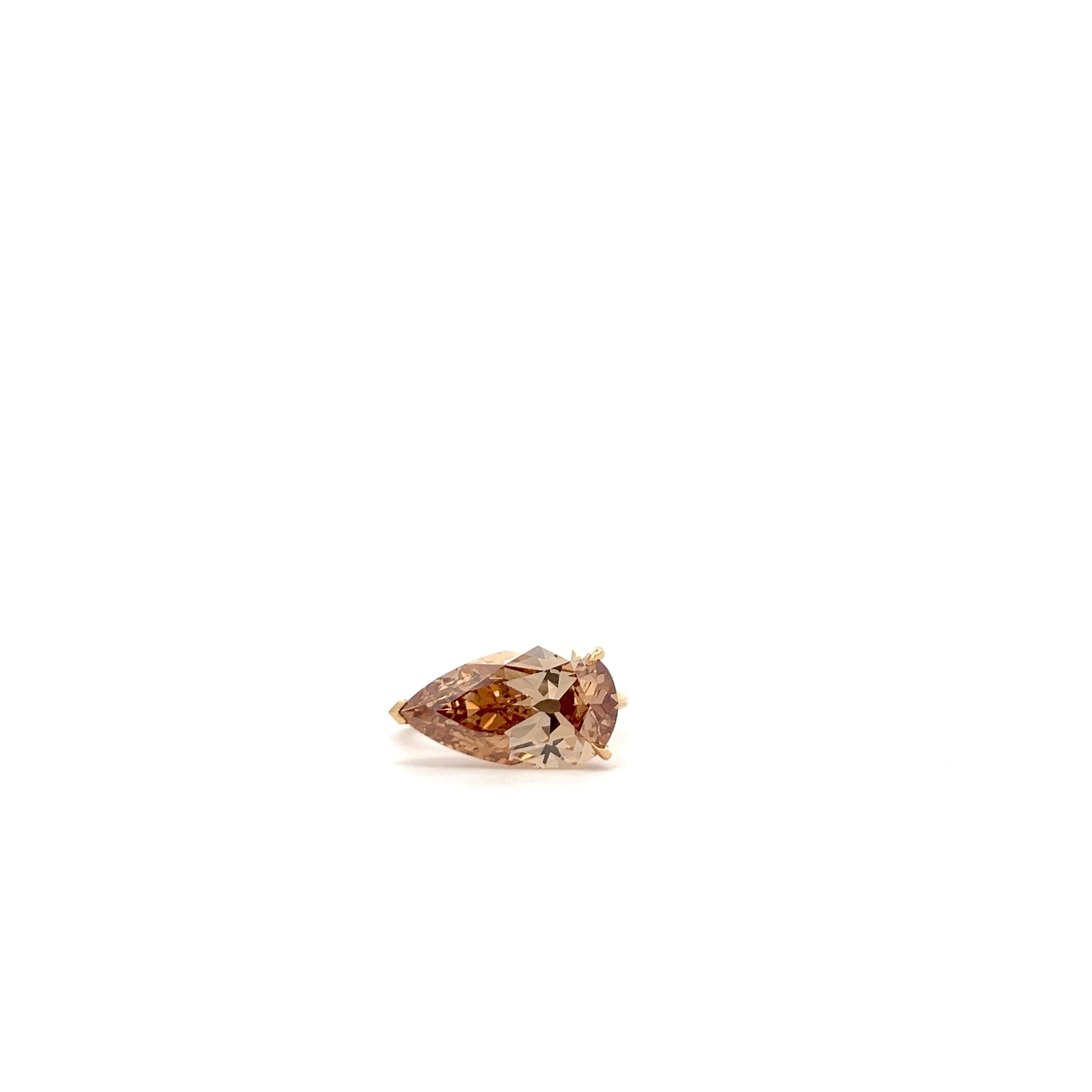 5.14cttw 18K Yellow Gold Pear Shape Fancy Orange Brown Solitaire Ring - Jackson Hole Jewelry Company