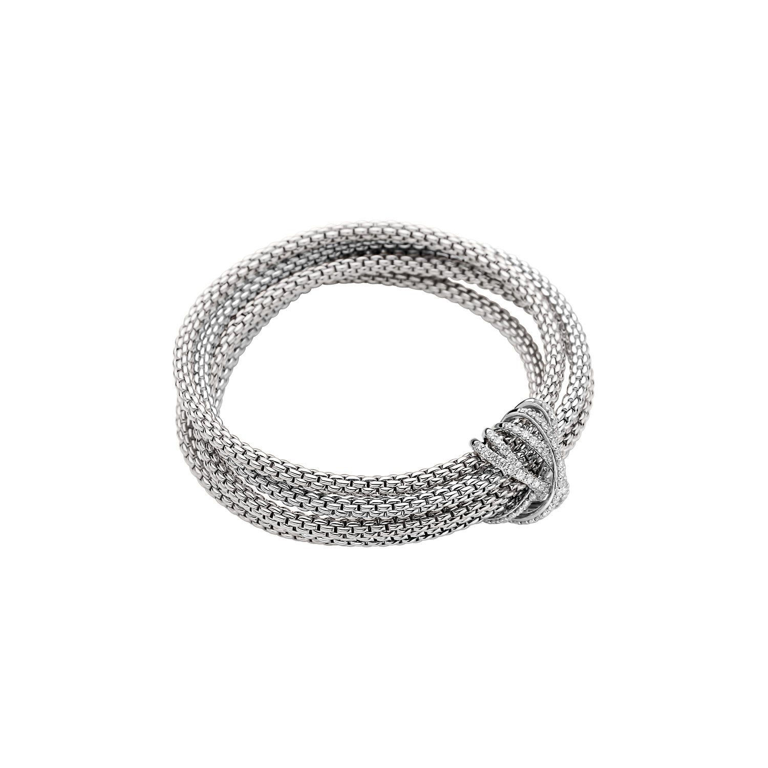 FOPE PRIMA 18K Gold Flex'it Bracelet with White Diamond Pavé Rondels - 1.31 carats - Jackson Hole Jewelry Company