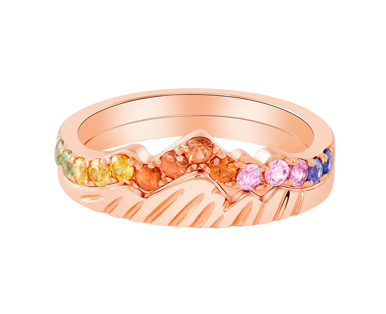LUXE Edition: Teton Peak Alpenglow Outline Ring in 18K Rose Gold - Jackson Hole Jewelry Company