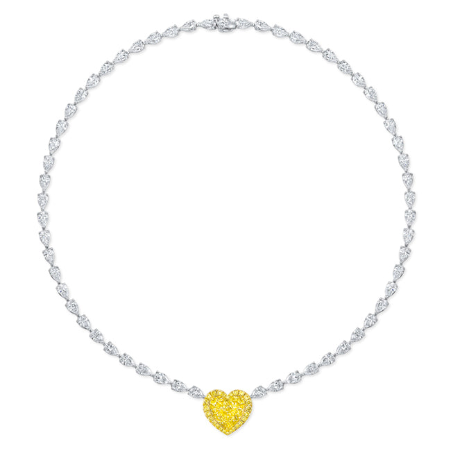 Yellow Diamond Heart Necklace with Pear-Cut Accents - Jackson Hole Jewelry Company