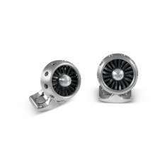 D&F Jet Turbine Engine Cufflinks Brushed Aluminium - Jackson Hole Jewelry Company