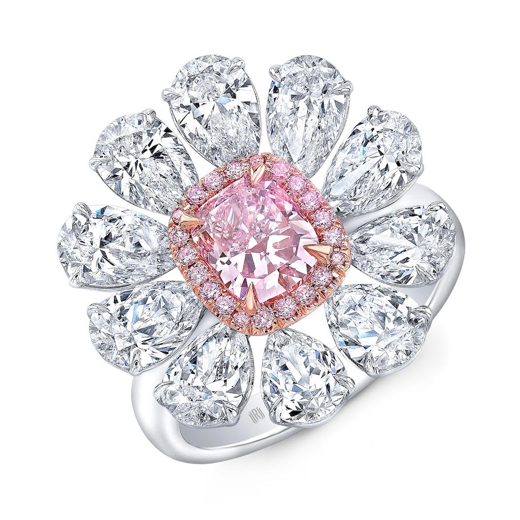 Fancy Pink Diamond Flower Ring - Jackson Hole Jewelry Company