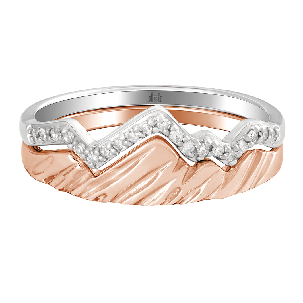14 Karat Rose Gold Duo Teton Stacking Ring 2 ring set